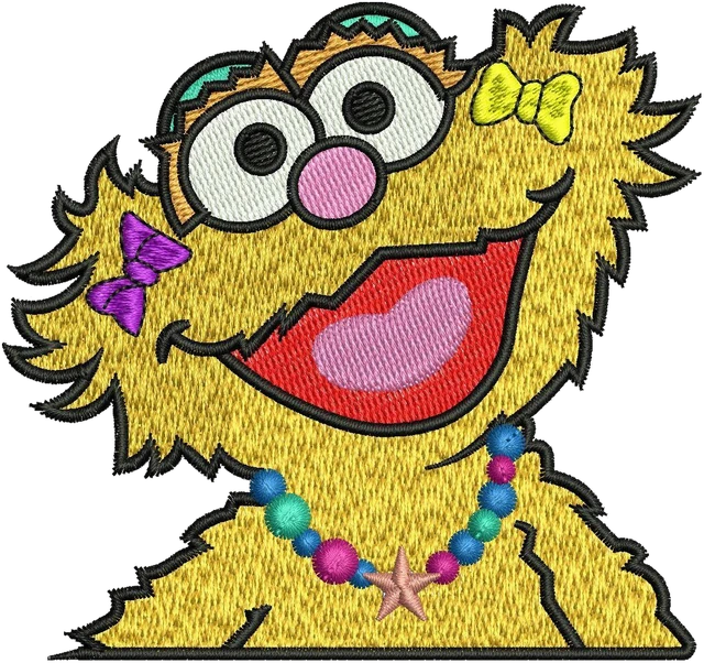 Motif de broderie Zoe de Sesame Street Portrait brodé sur tissu