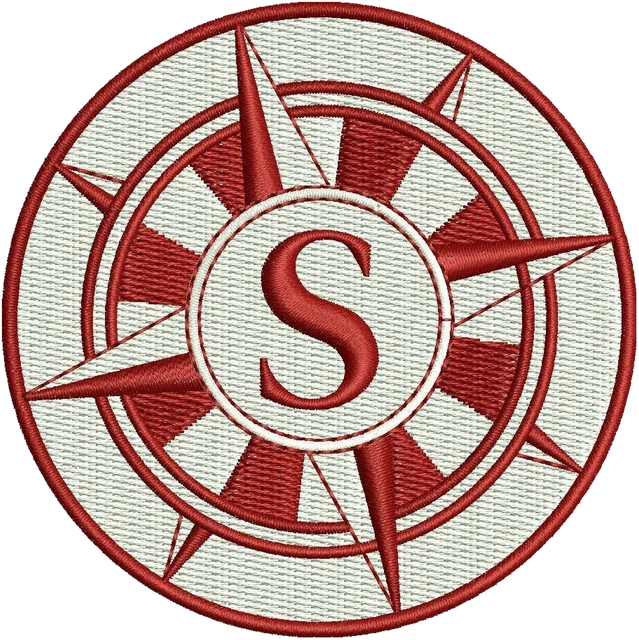 Severn School Logo Embroidery Design embroidery design shown stitched on fabric