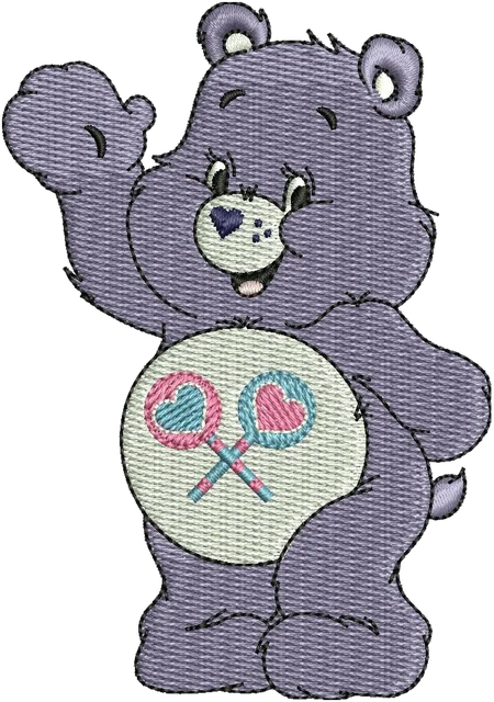 Stickdatei Share Bear Cartoon 1 Stickdatei auf Stoff gestickt