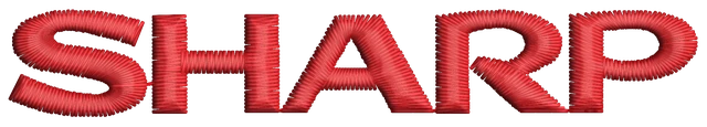 Sharp Logo Embroidery Design embroidery design shown stitched on fabric
