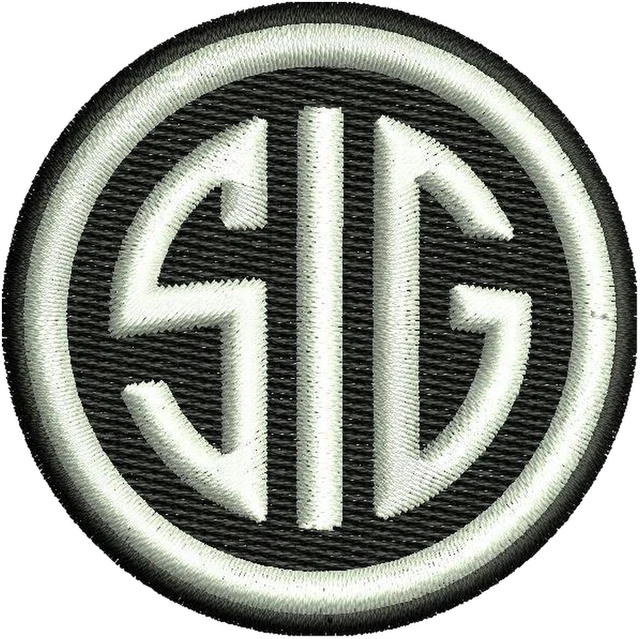Sig Sauer Logo 2 Embroidery Design embroidery design shown stitched on fabric