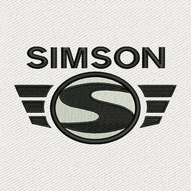 Simson Winged S Emblem and Wordmark Embroidery Design