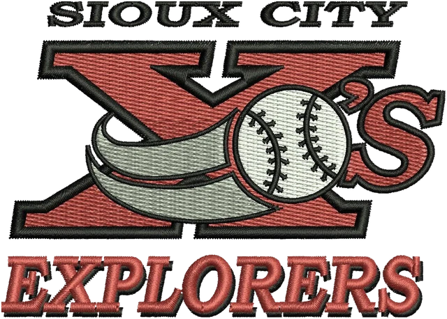Ricamo Disegno da ricamo Sioux City Explorers lettere XS baseball su tessuto