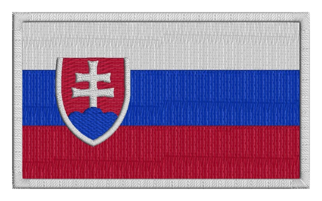 Slovakia Flag for Embroidery Design embroidery design shown stitched on fabric