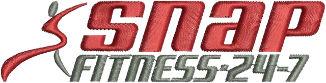 Ricamo Disegno da ricamo Scritta rossa grigia Snap Fitness 24-7 su tessuto