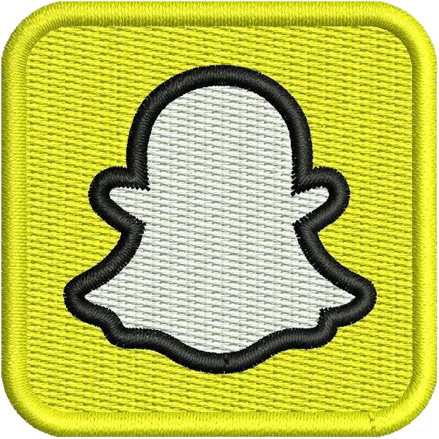 Snapchat Ghost on Yellow Square Embroidery Design embroidery design shown stitched on fabric
