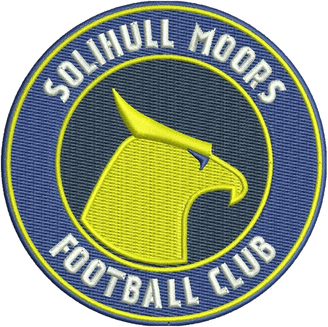 Solihull Moors Yellow Bird Round Badge Embroidery Design embroidery design shown stitched on fabric