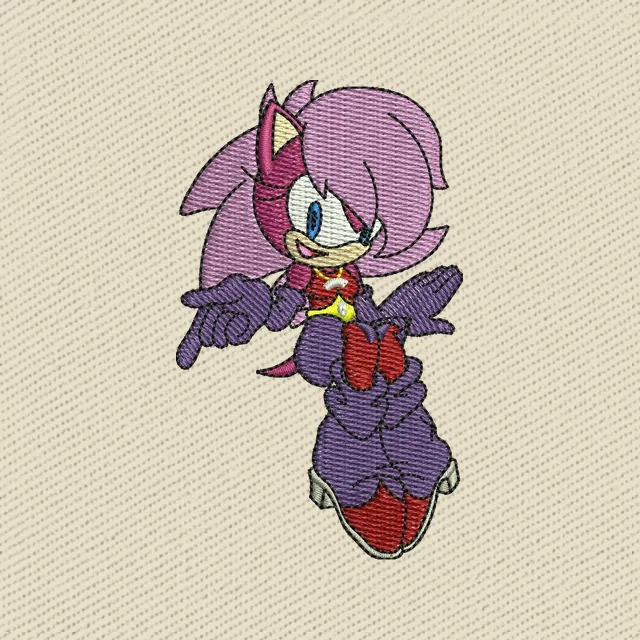 Sonia the Hedgehog violette schwebende Pose Stickdatei