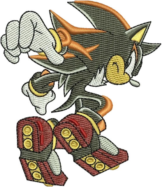 Ricamo Shadow the Hedgehog di Sonic su tessuto