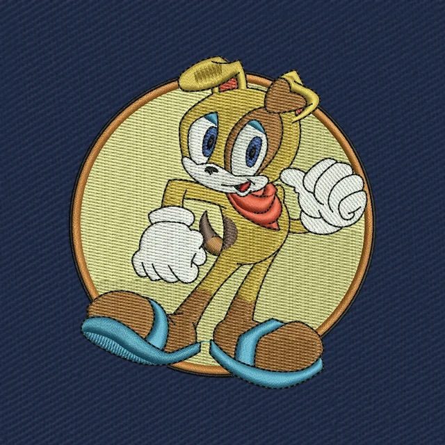 Diseño de bordado Ben Muttski Sonic insignia redonda con puño
