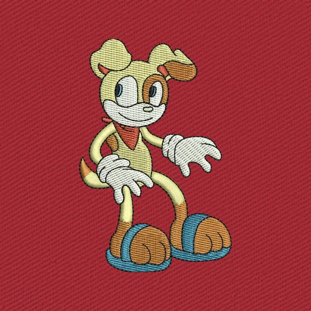 Diseño de bordado Ben Muttski Sonic de pie con manos al frente