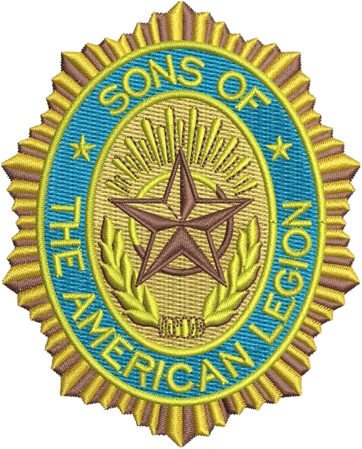 Sons of the American Legion Logo Embroidery Design embroidery design shown stitched on fabric