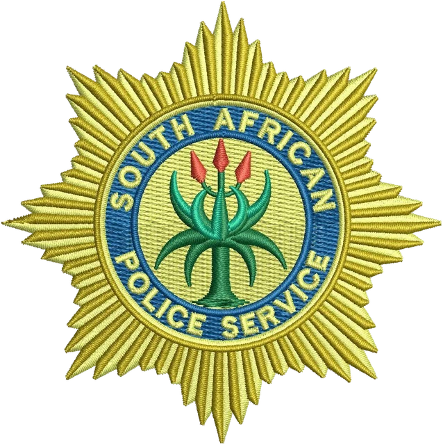 Stickdatei South African Police Service Sternemblem auf Stoff gestickt