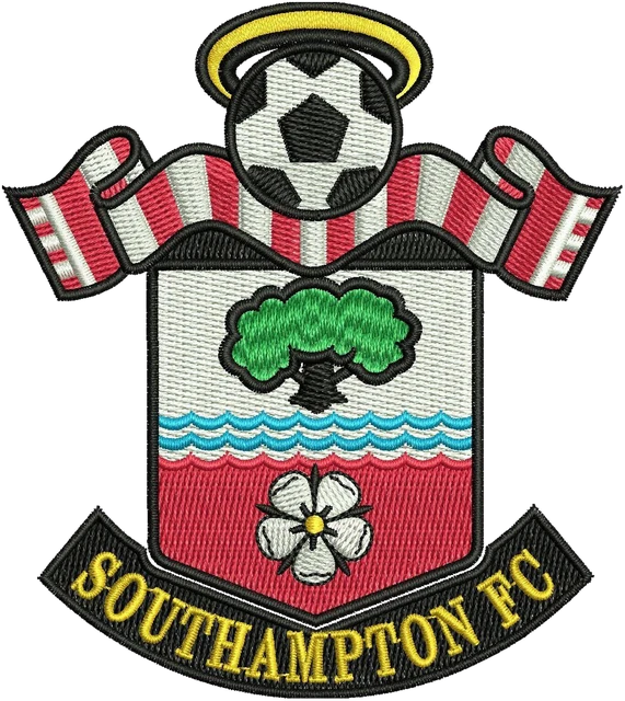Southampton Football Club Logo Embroidery Design embroidery design shown stitched on fabric