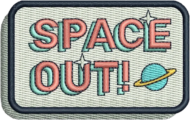Ricamo Disegno da ricamo toppa Space Out con pianeta su tessuto