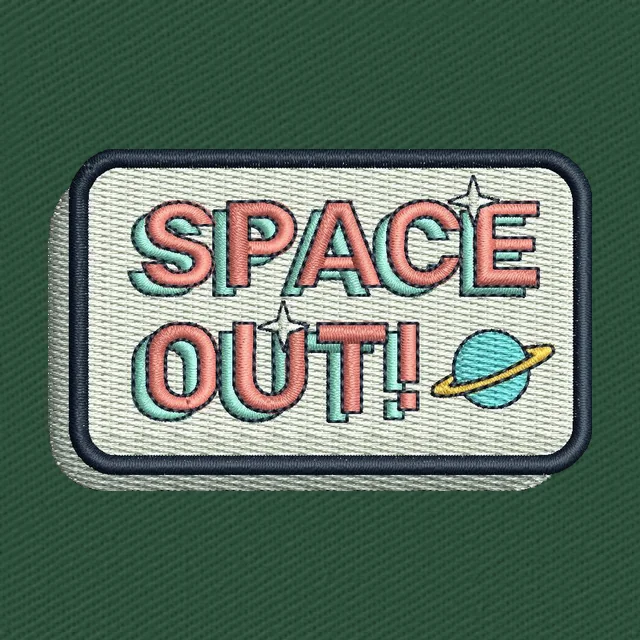Motif de broderie écusson Space Out avec planète