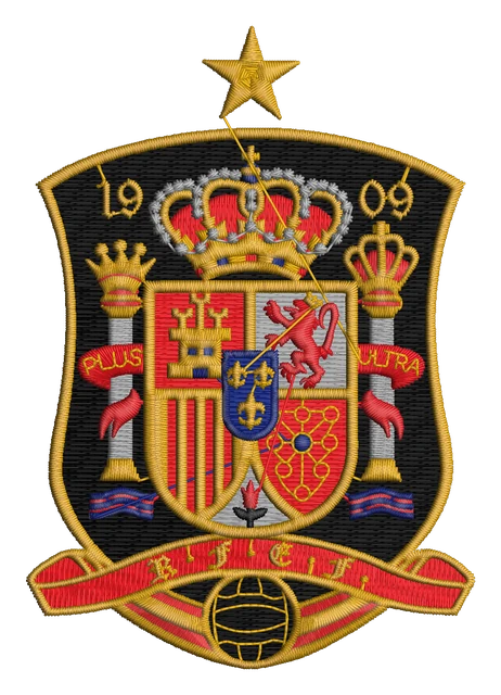 Spain National Football Team Embroidery Design embroidery design shown stitched on fabric