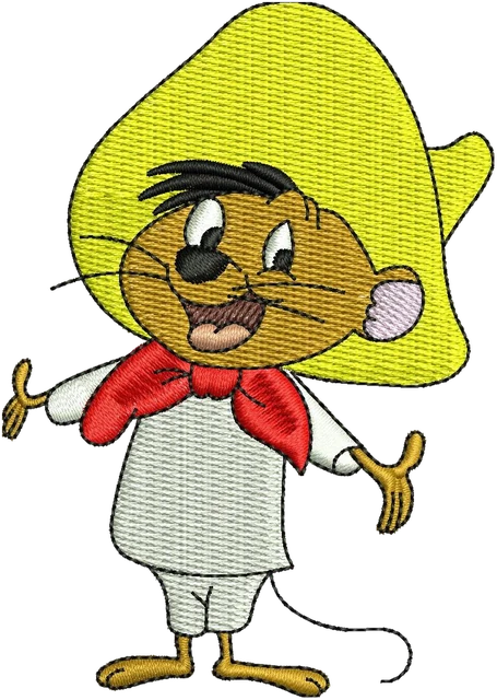 Speedy Gonzales Embroidery Design embroidery design shown stitched on fabric