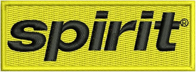 Spirit Airlines Logo Embroidery Design embroidery design shown stitched on fabric