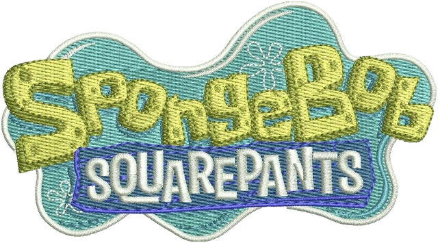 SpongeBob SquarePants Logo Embroidery Design embroidery design shown stitched on fabric