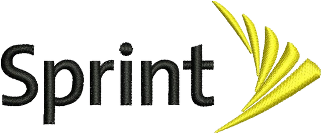 Diseño de bordado Diseño de bordado Sprint texto negro y ala amarilla sobre tela