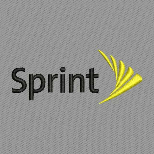 Diseño de bordado Sprint texto negro y ala amarilla
