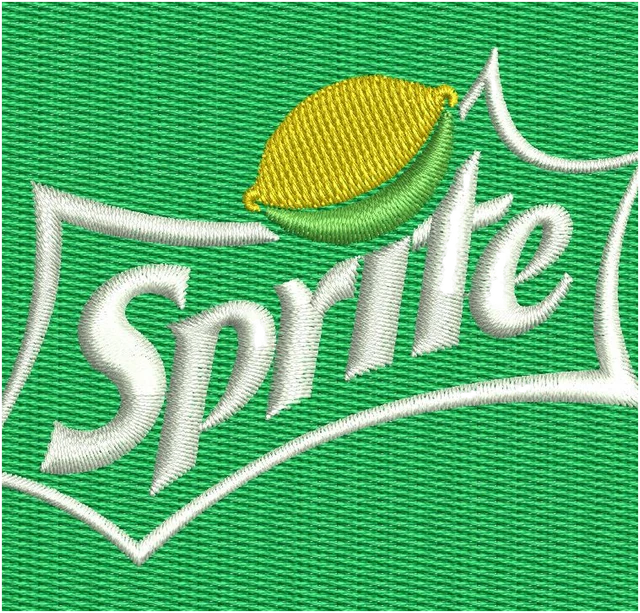 Stickdatei Sprite Logo 2 Stickdatei auf Stoff gestickt