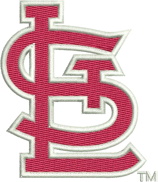 Stickdatei St. Louis Cardinals Logo 2 Stickdatei auf Stoff gestickt