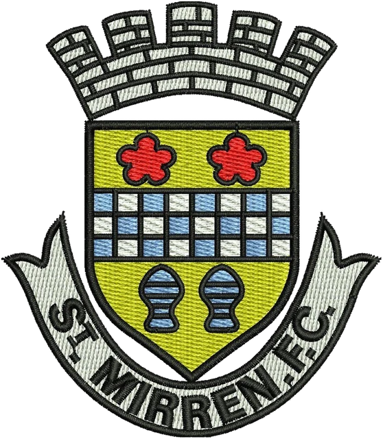 St. Mirren Football Club Logo Embroidery Design embroidery design shown stitched on fabric