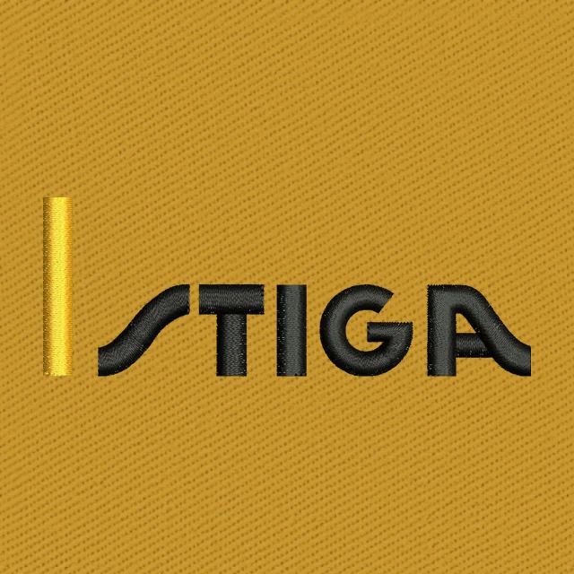 STIGA schwarzes Schriftlogo mit Gold Stickdatei
