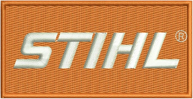 Stihl Logo Embroidery Design embroidery design shown stitched on fabric