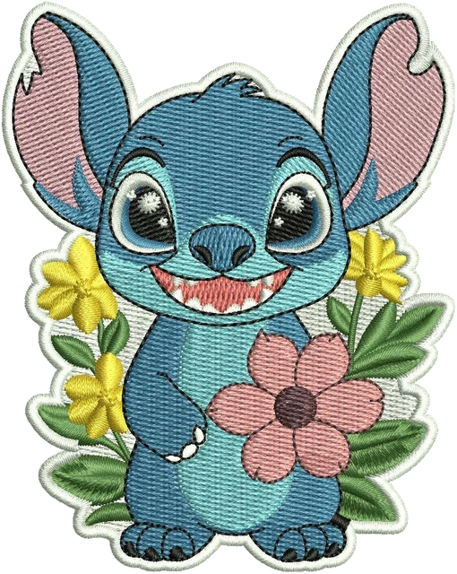 Motif de broderie Stitch avec des fleurs brodé sur tissu