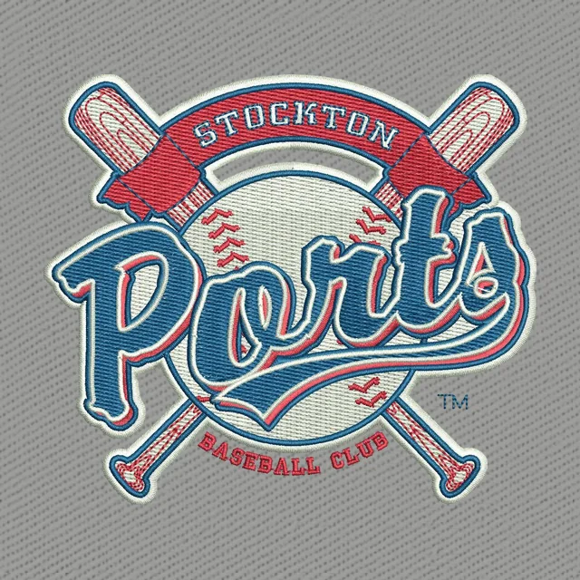 Stockton Ports gekreuzte Baseballschläger Stickdatei