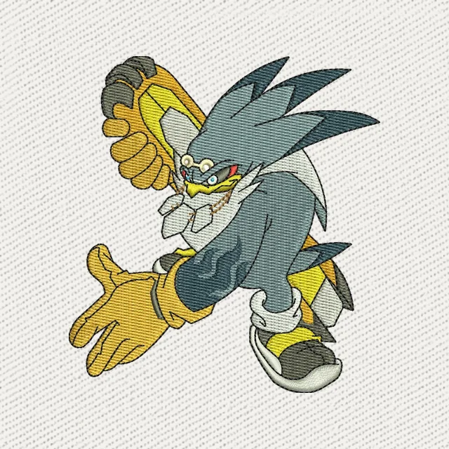 Diseño de bordado Storm the Albatross Sonic pose de acción