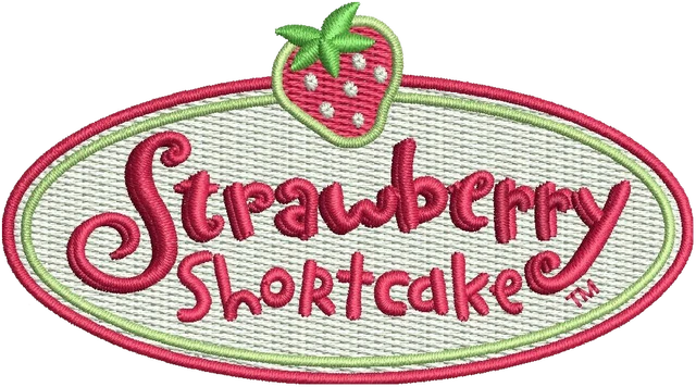 Strawberry Shortcake Logo Embroidery Design embroidery design shown stitched on fabric