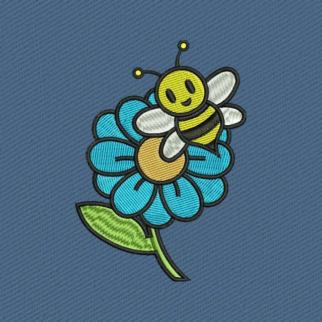 Smiling Bee on Blue Flower