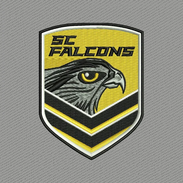 Motif de broderie écusson jaune Sunshine Coast Falcons