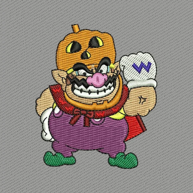 Motif de broderie Wario Halloween costume citrouille et sac