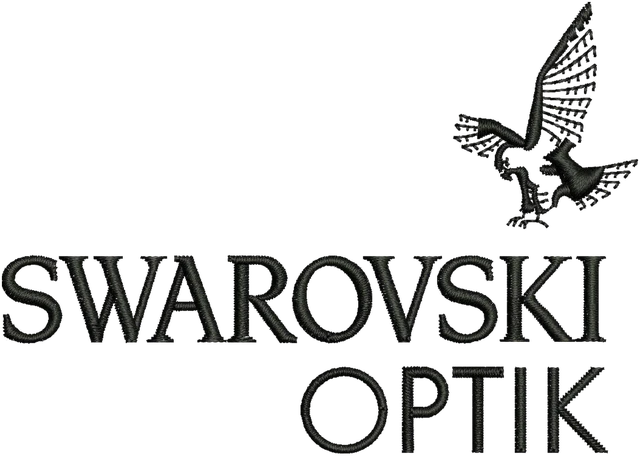 Stickdatei Swarovski Optik Logo Stickdatei auf Stoff gestickt