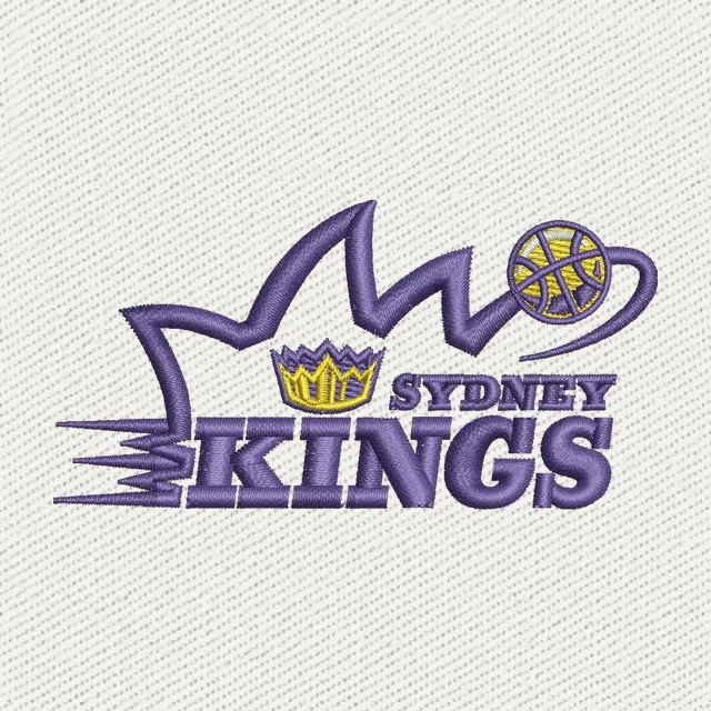 Sydney Kings Purple Crown Basketball Logo Embroidery Design