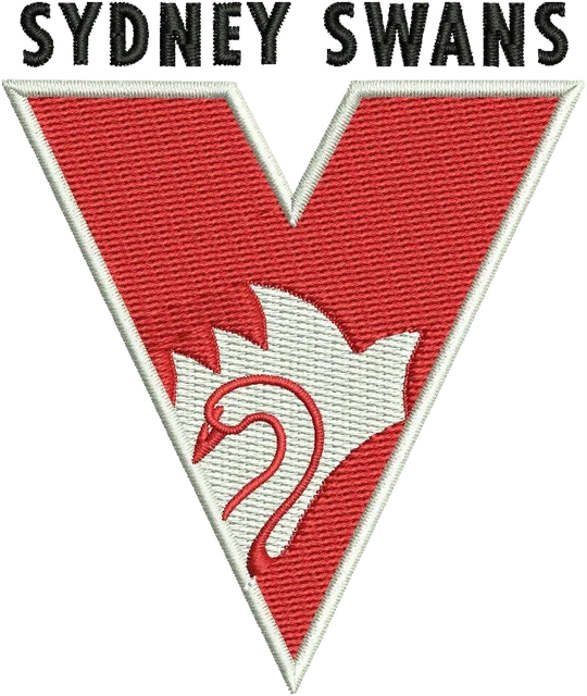 Sydney Swans Logo Embroidery Design embroidery design shown stitched on fabric