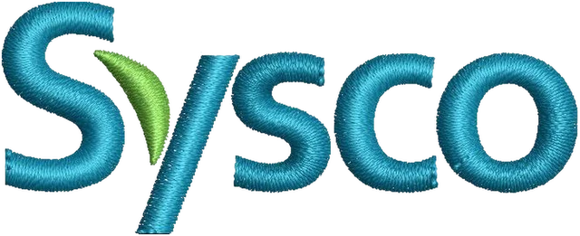Diseño de bordado Sysco Wholesale Corporation logotipo sobre tela