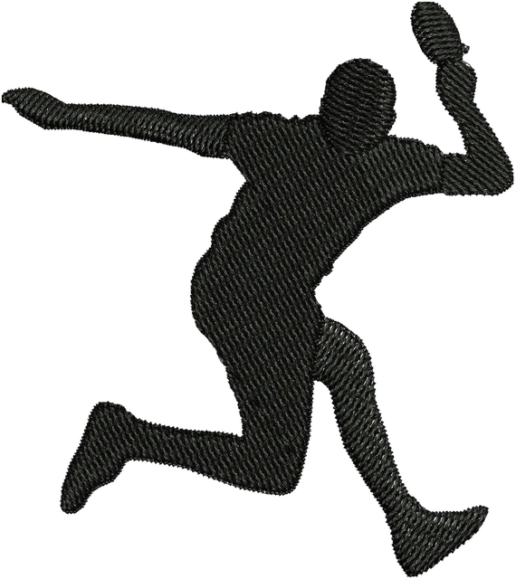 Stickdatei Tischtennisspieler Silhouette auf Stoff gestickt