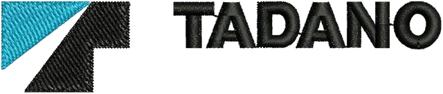 Tadano Turquoise Black Geometric Logo Embroidery Design embroidery design shown stitched on fabric