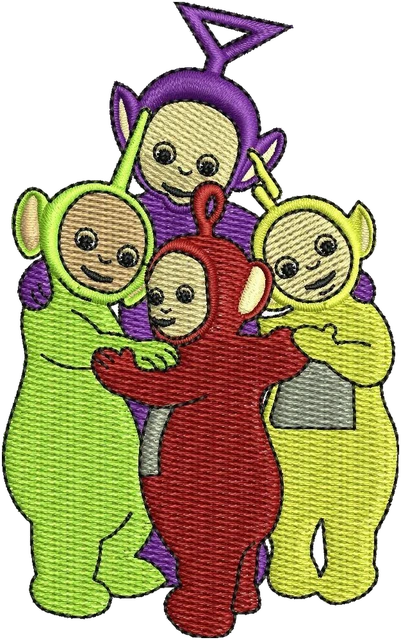 Stickdatei Teletubbies Cartoon 10 Stickdatei auf Stoff gestickt