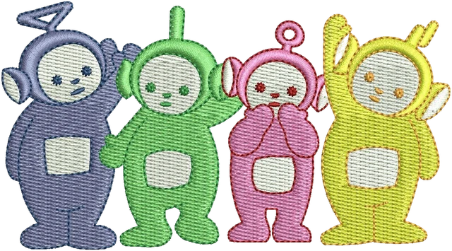 Teletubbies Cartoon 2 Embroidery Design embroidery design shown stitched on fabric