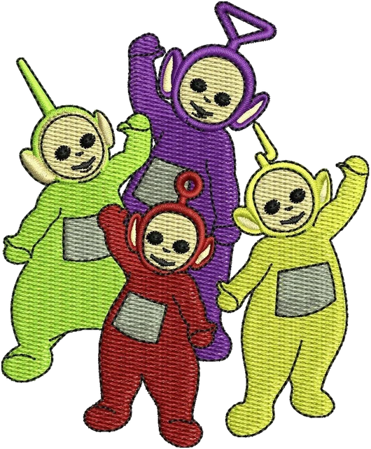 Teletubbies Cartoon 3 Embroidery Design embroidery design shown stitched on fabric