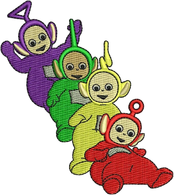 Stickdatei Teletubbies Cartoon 9 Stickdatei auf Stoff gestickt