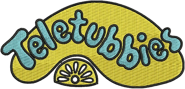 Stickdatei Teletubbies Logo Stickdatei auf Stoff gestickt