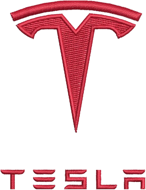 Tesla Logo 2 Embroidery Design embroidery design shown stitched on fabric